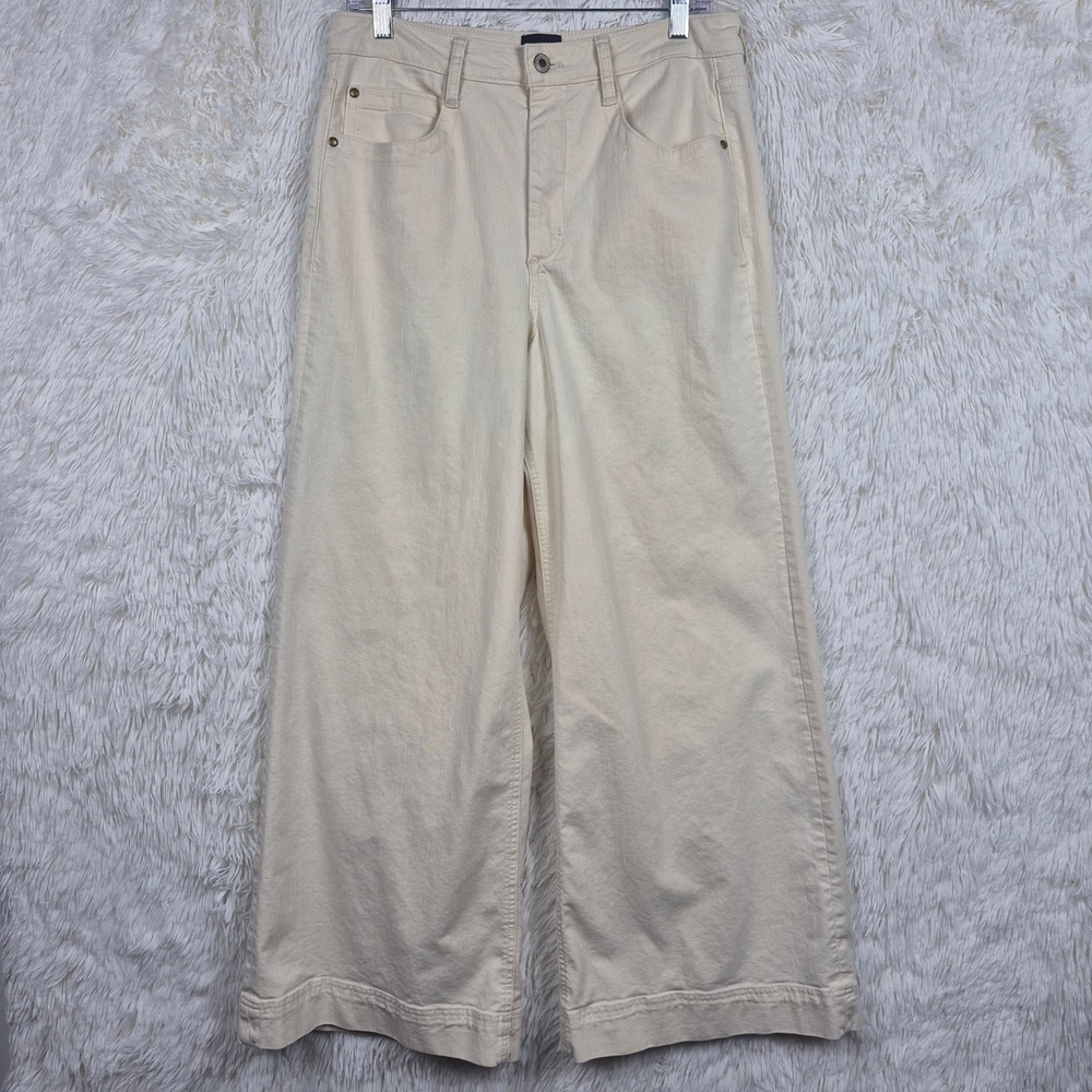 Maeve by Anthropologie Cream Wide Leg High Rise Denim Pants 31 Ecru Boho Coastal